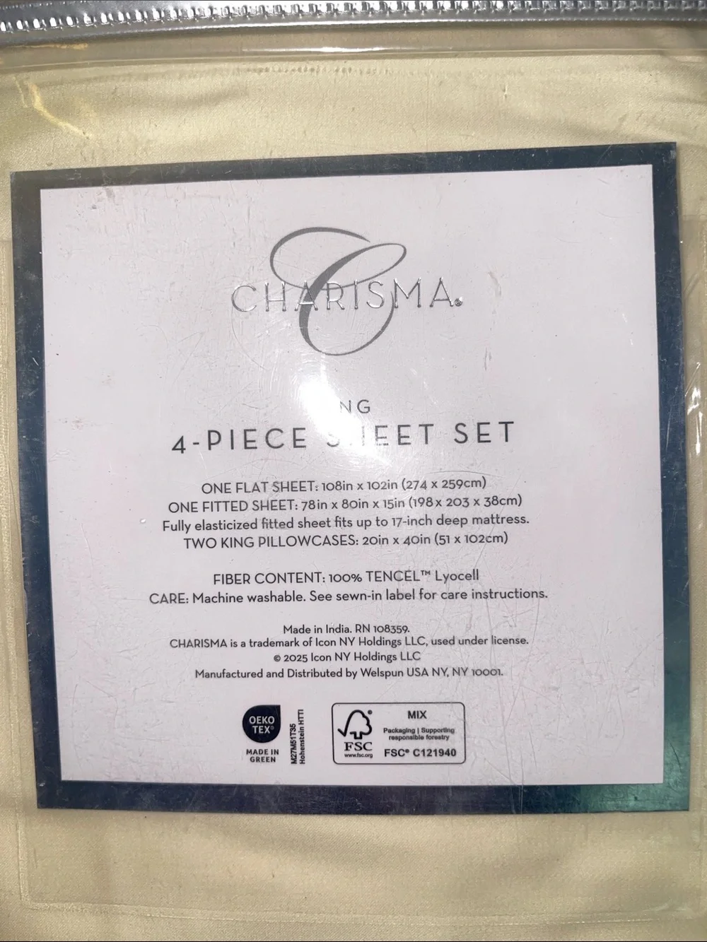 Charisma King 4-Piece Sheet Set with Tencel Lyocell- Ivory Cream